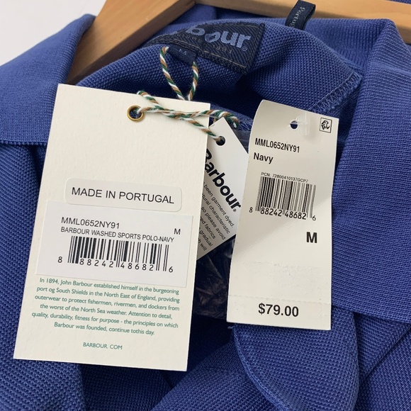 Barbour Pique Sports Polo Washed Cotton $79 - Picture 2 of 6